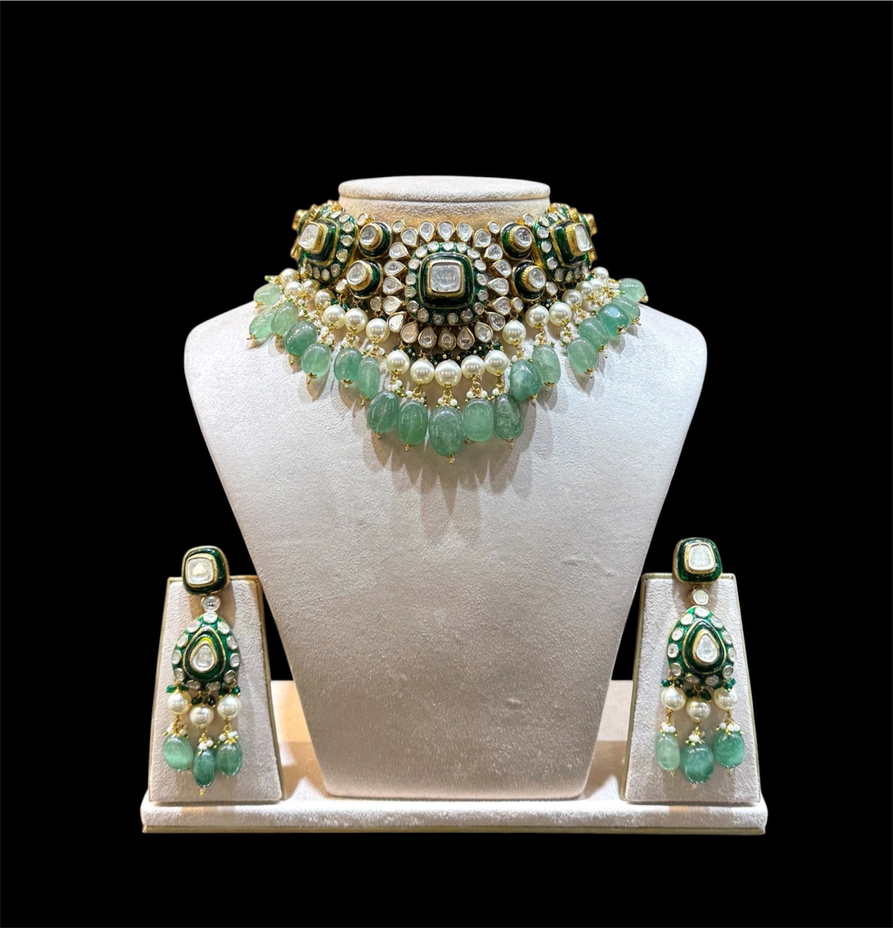 Aqua Polki Choker Set