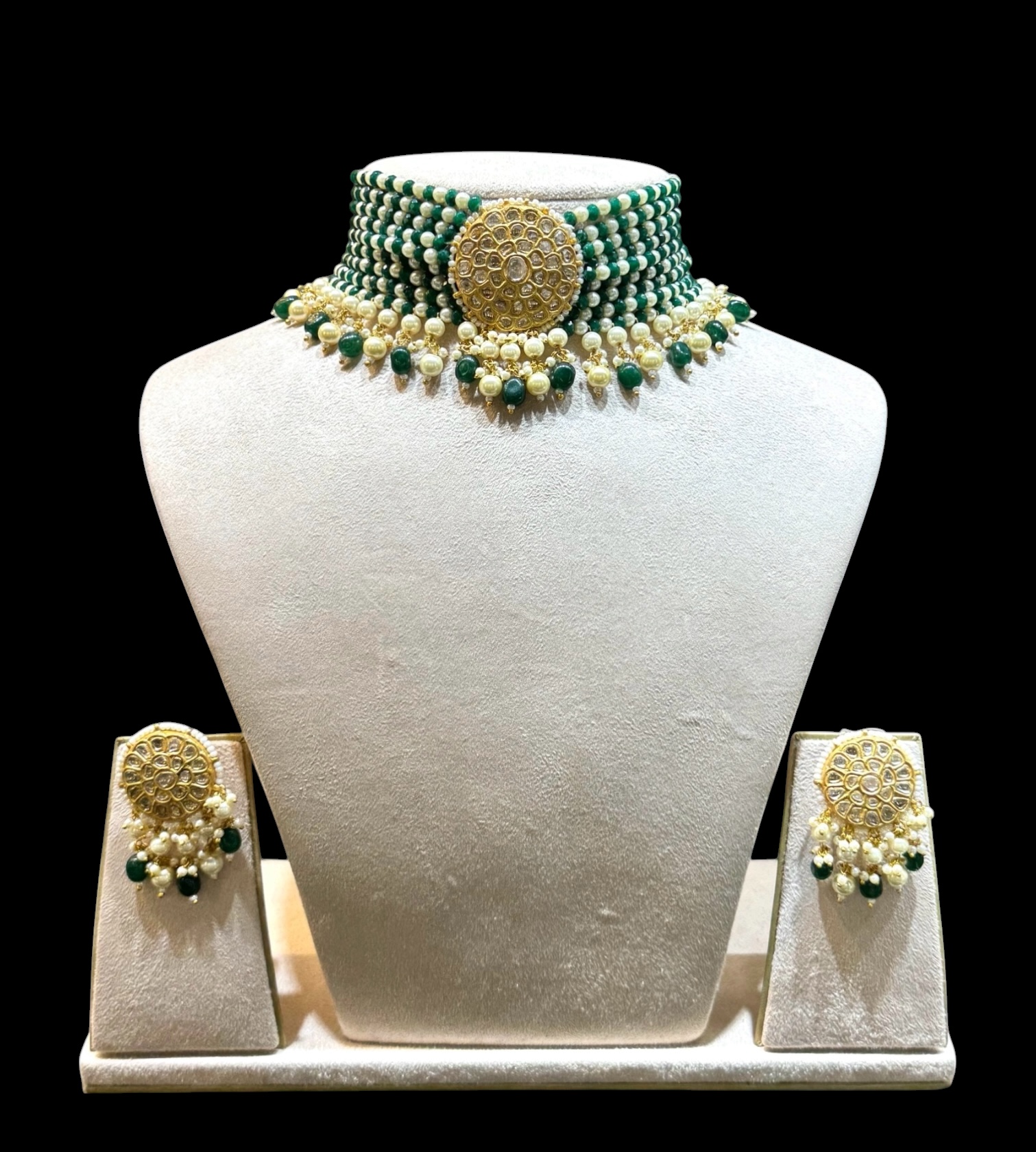 Emerald Veil Polki Choker Set