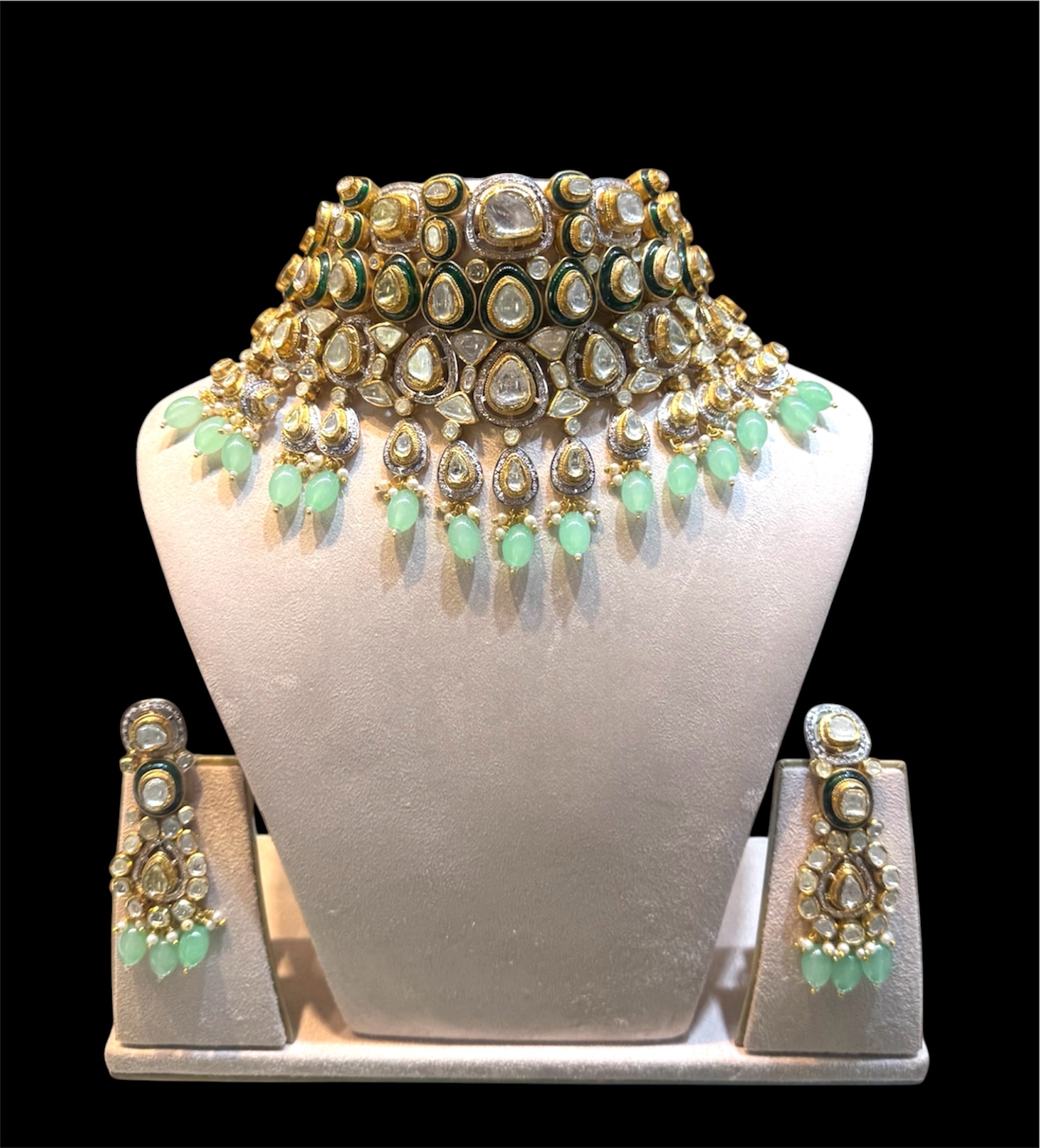 Aqua Heirloom Polki Choker