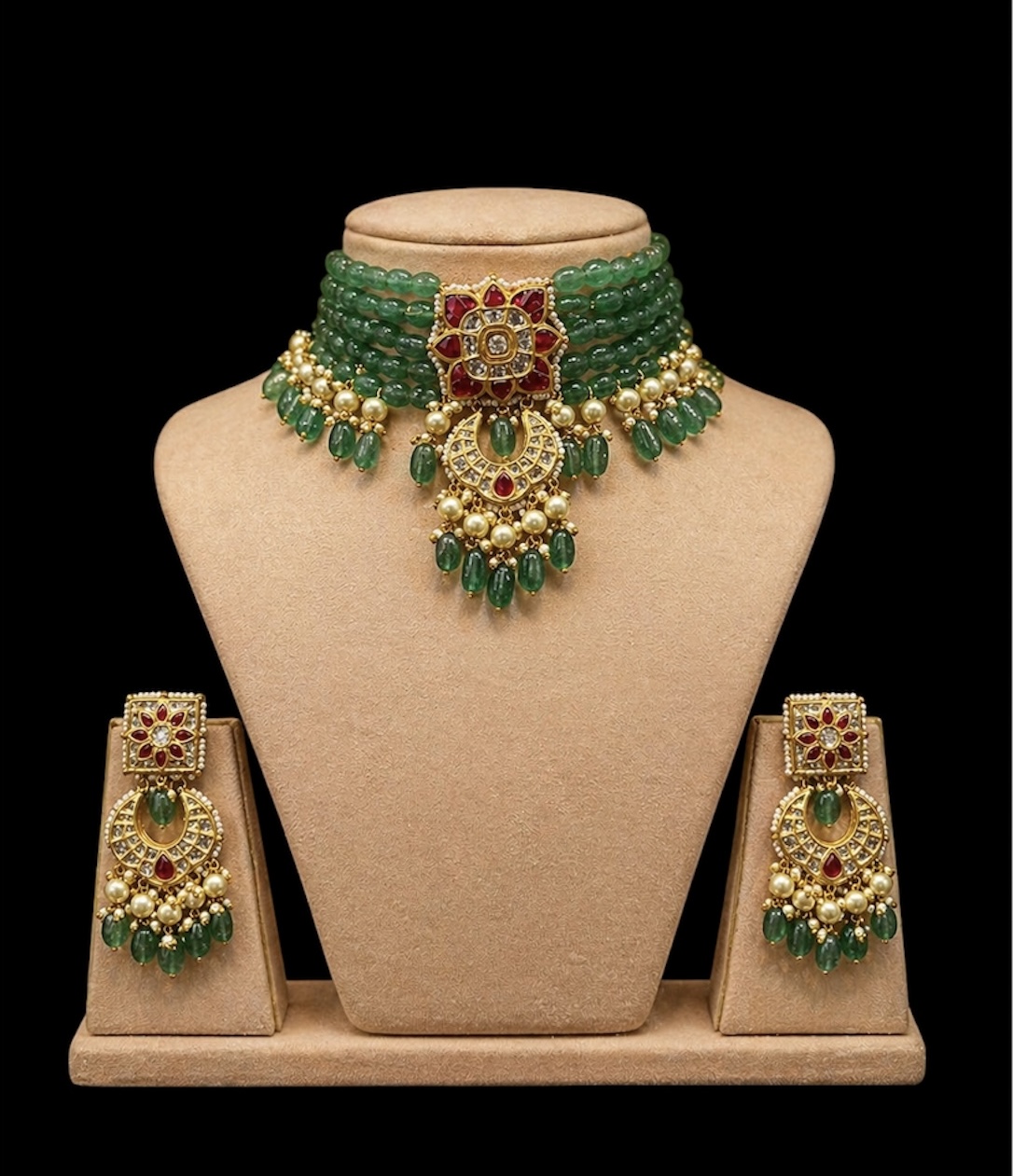 Green polki choker